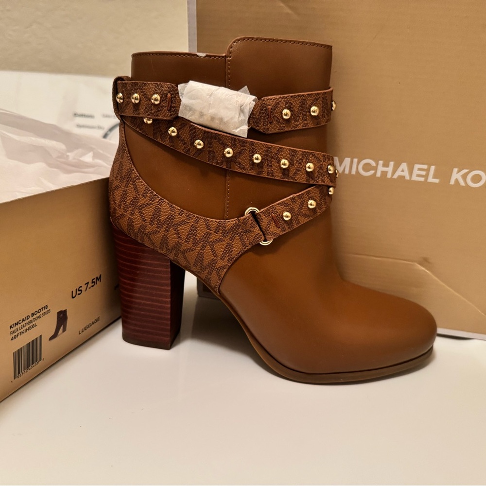 Michael Kors Brown Leather Ankle Boots - Picture 3 of 5